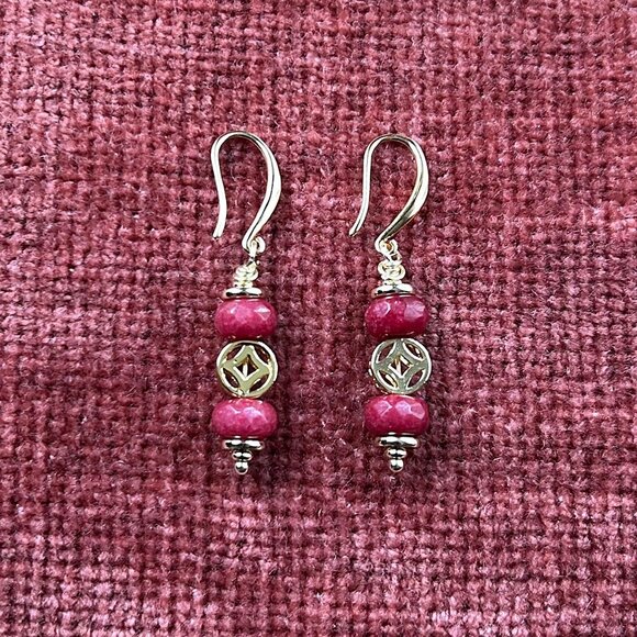 New RED QUARTZ GEMSTONE Earrings - Picture 1 of 3